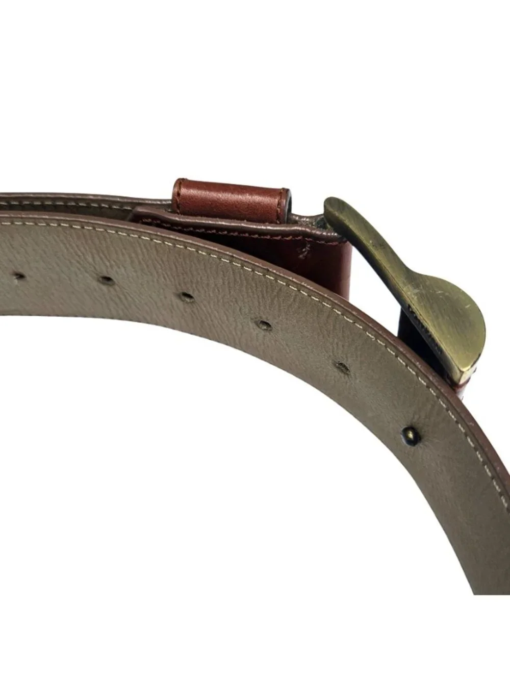 DKNY Donna Karan Wide Brown Leather Belt Brass Buckle Italy Sz L 31-36